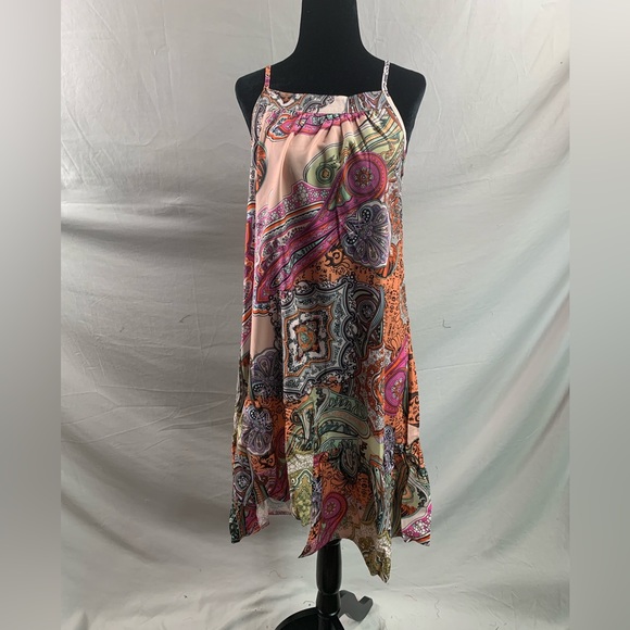 Paisley Print Ruffle Asymmetrical Hem Cami Dress - Picture 5 of 6